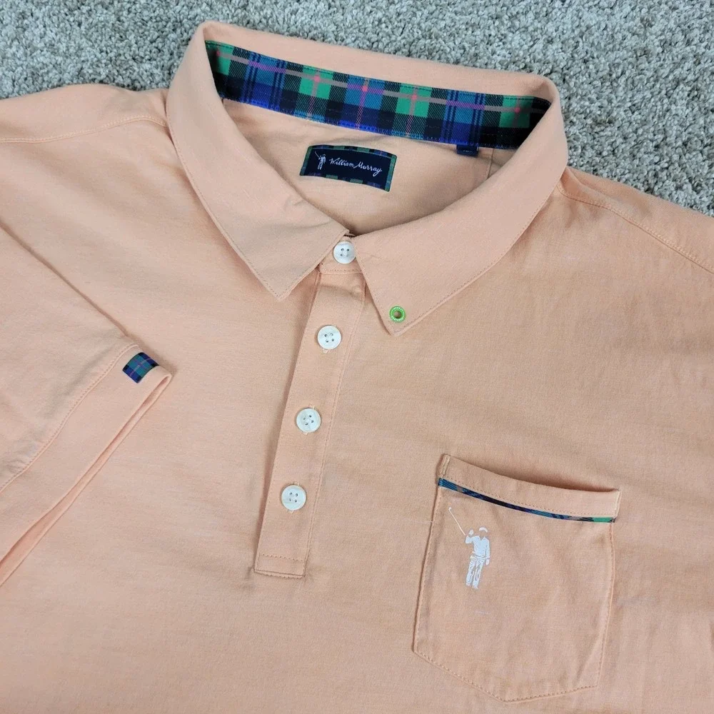 William Murray Mens XL Solid Peach Performance Stretch Golf Polo Short Sleeve - Picture 1 of 7